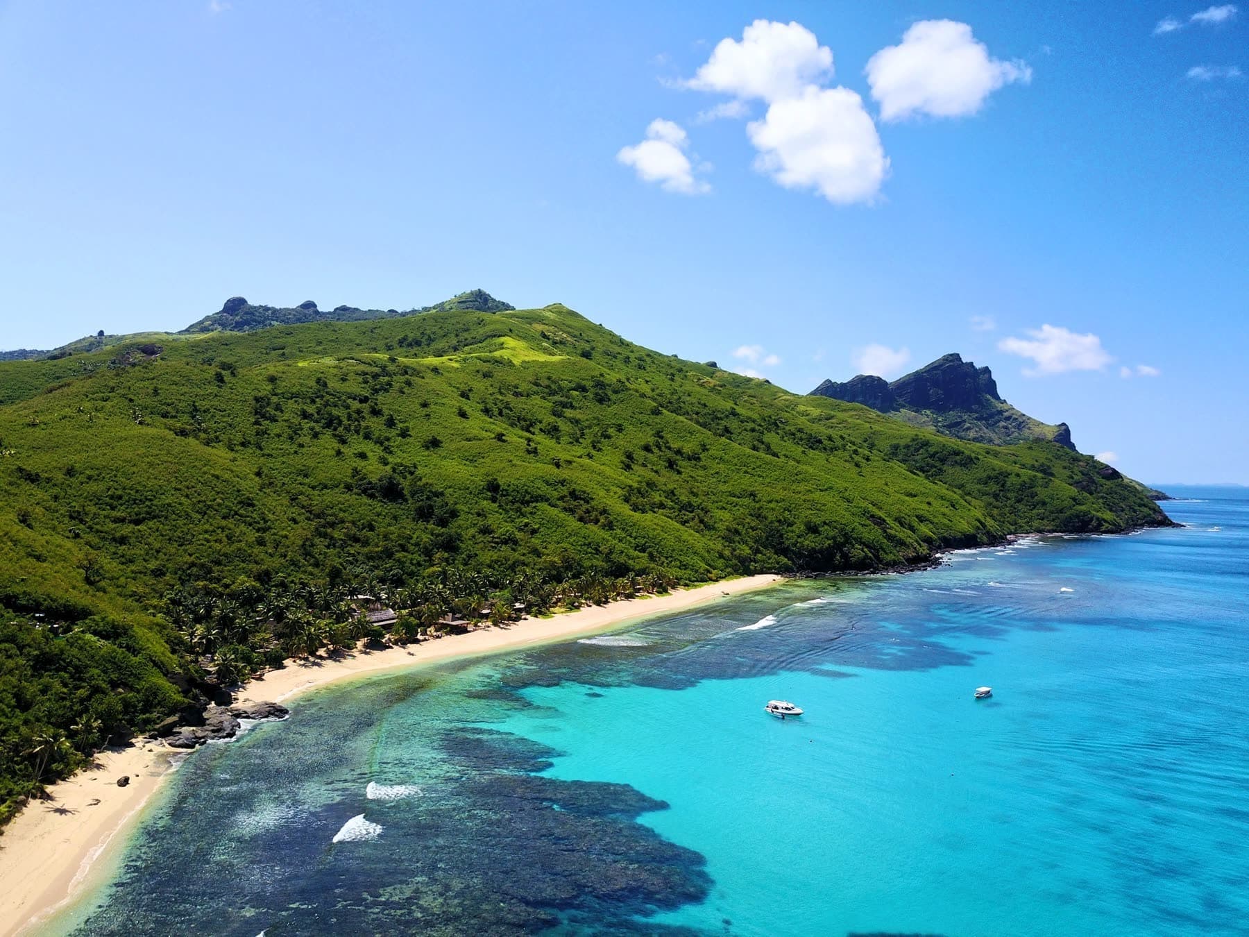 Likuliku Bay and Octopus Resort from the air